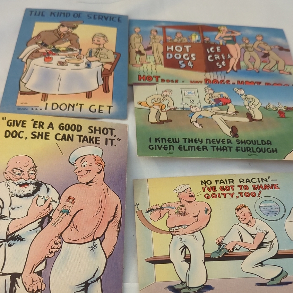 Vtg Military Postcards Set Of 5